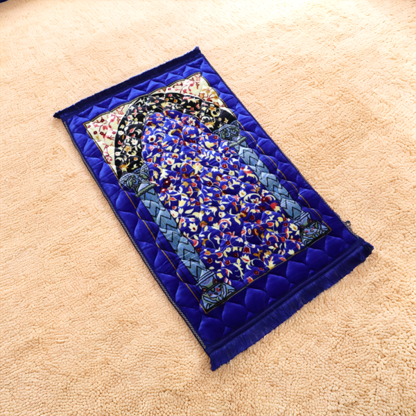 Mughal Janamaz Printed Prayer Mat-Marine Blue