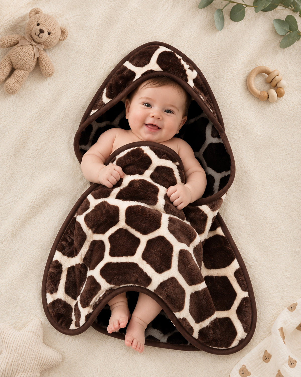Precious 1-Ply Hood Baby Blanket - Choco Brown