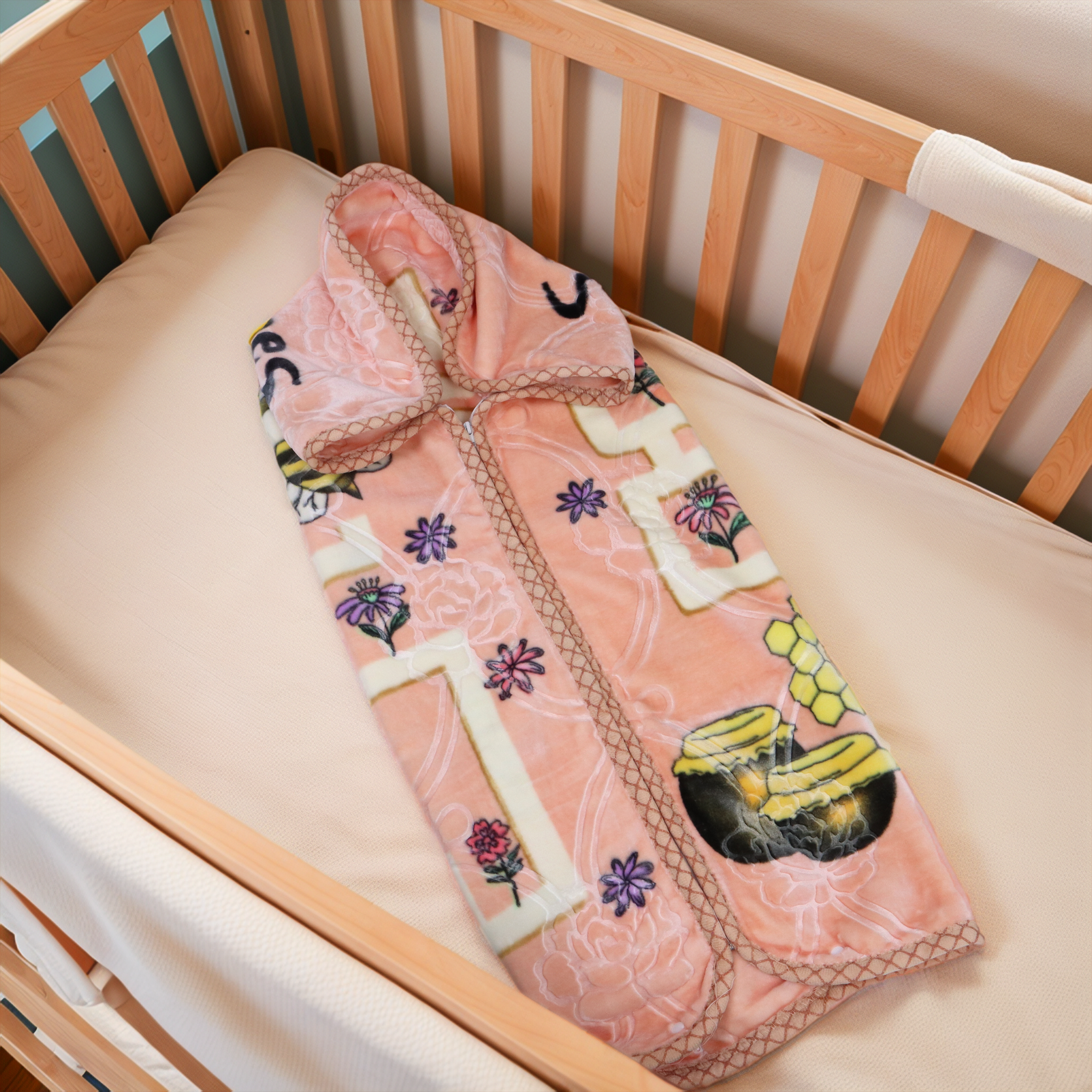 Tiny Tots Zipper Cloud Baby Blanket - Peachy Bee