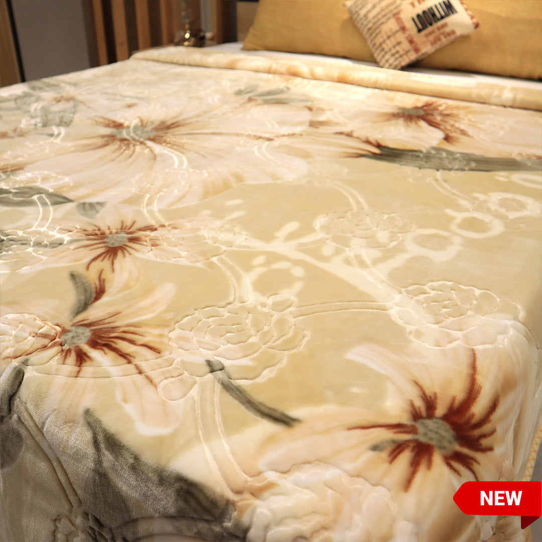 Gold Silk Blanket King Bed-Beige