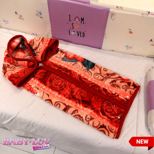 Baby Luv Baby Bed Blanket-Red Floral