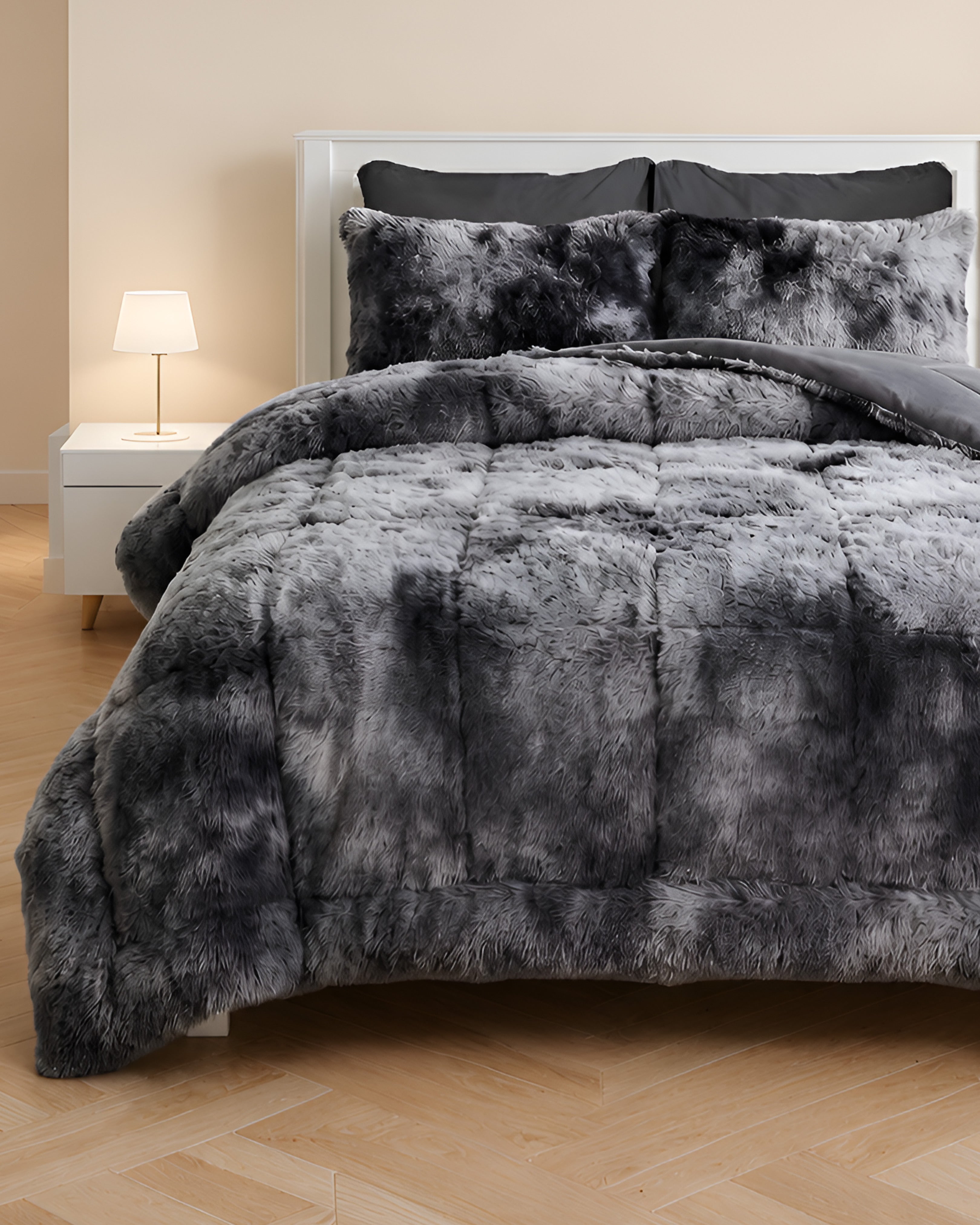 House of Velour 6-Piece Bed in a Bag-Grey