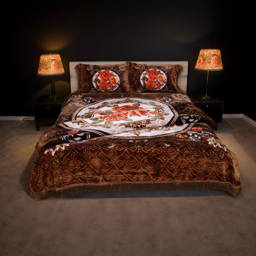 Twilight Marvell Bed Set 4 Piece-Pecan