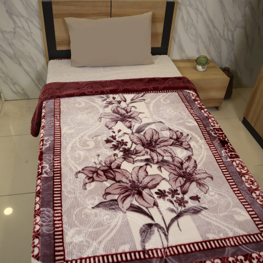 Harmony Single Bed Single Ply Blanket - Wine Thread