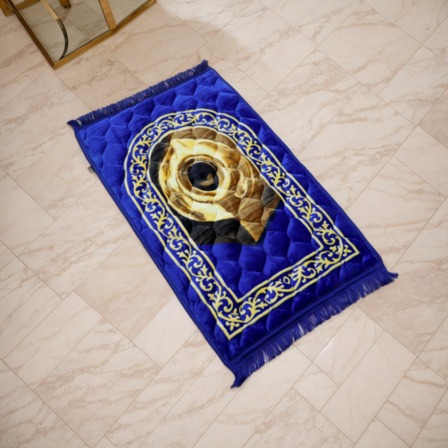 Kiswah Printed Prayer Mat-Royal Blue