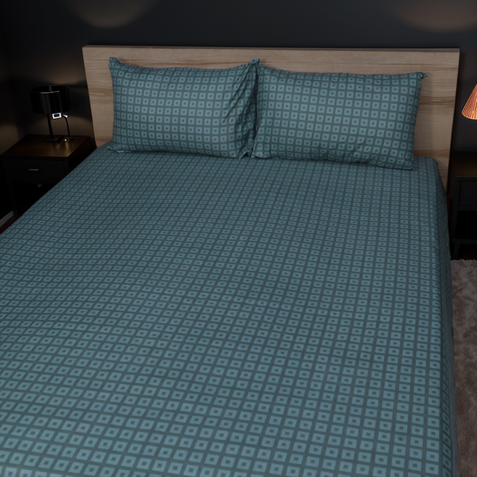 Bed Sheet Fantasy King Bed- Leaf Grid