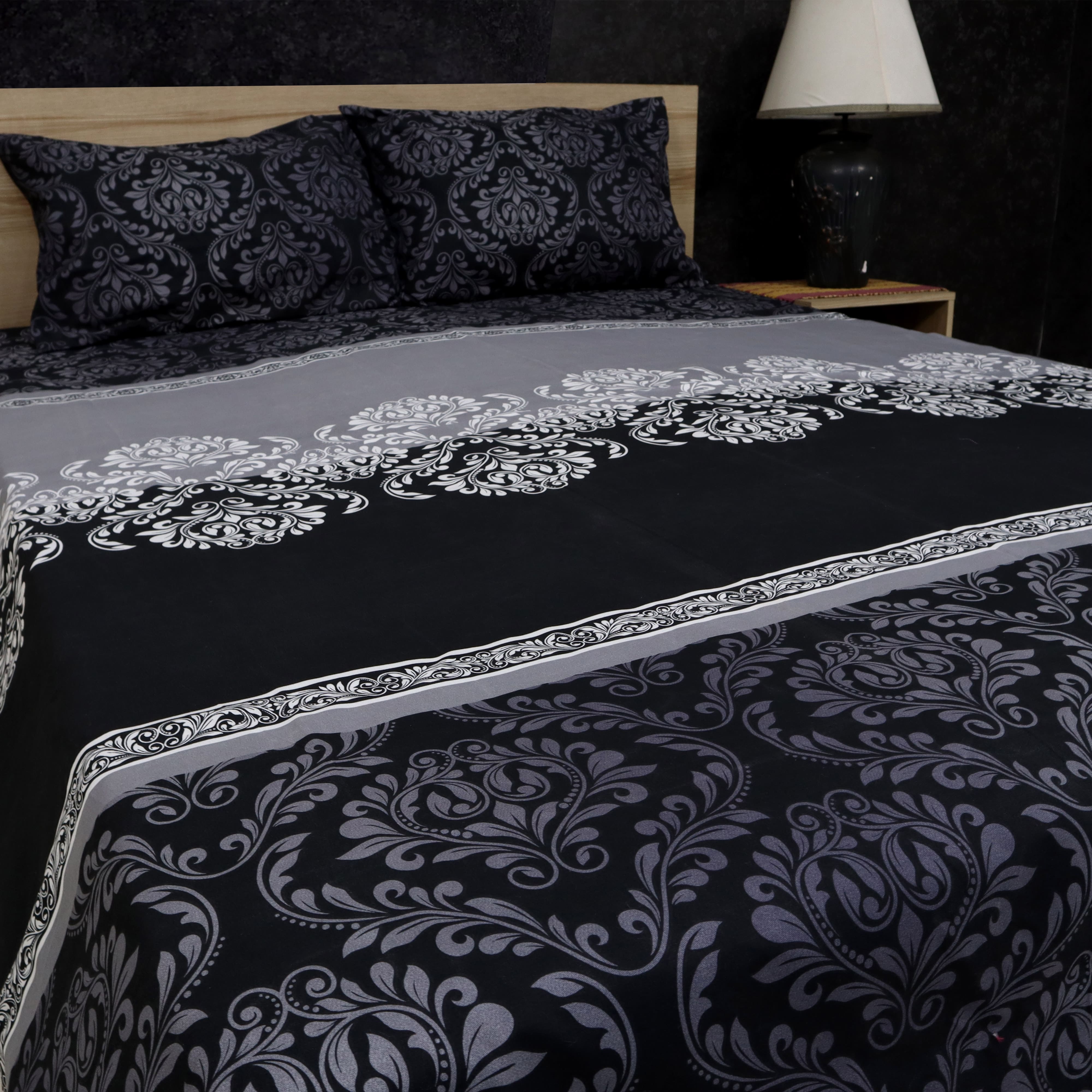Bed Sheet Fantasy King Bed-Charcoal Rose