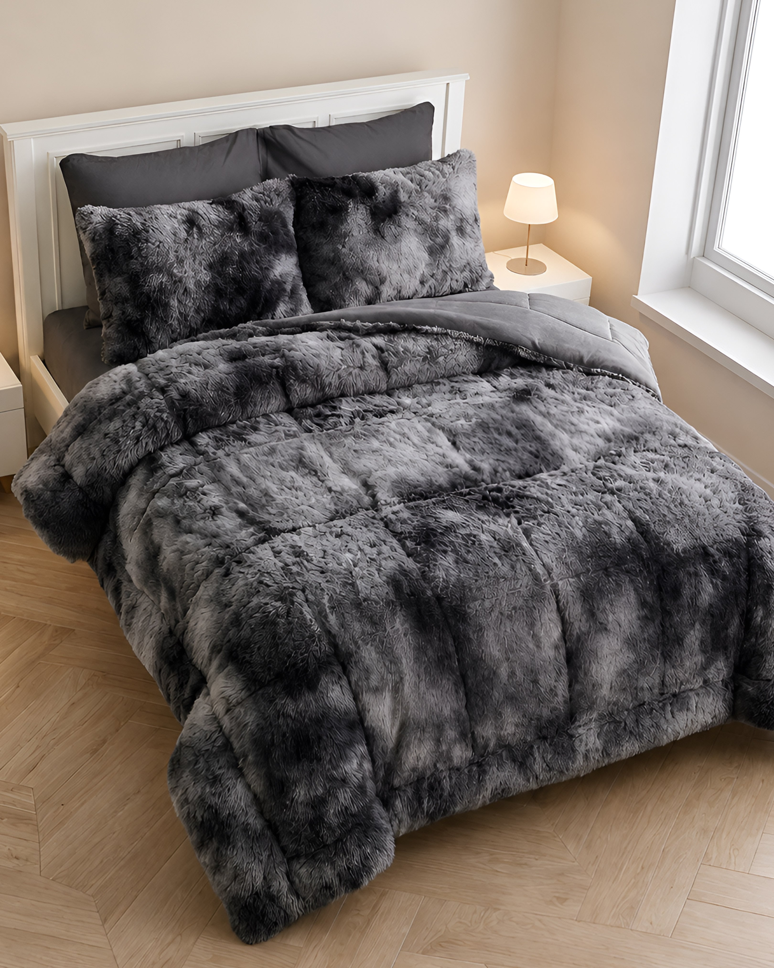 House of Velour 6-Piece Bed in a Bag-Grey