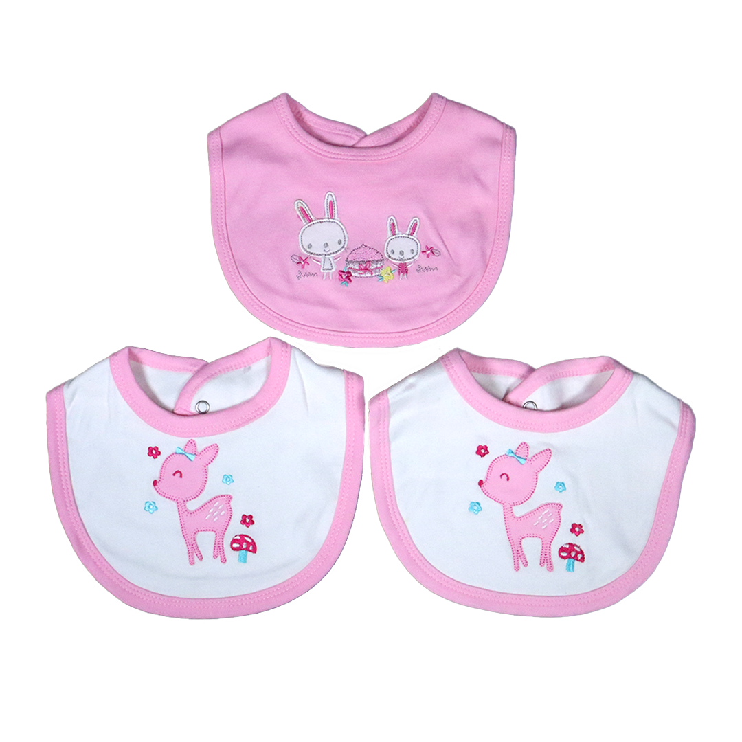 Pack of 3 Baby Bibs Set-Pink Dear