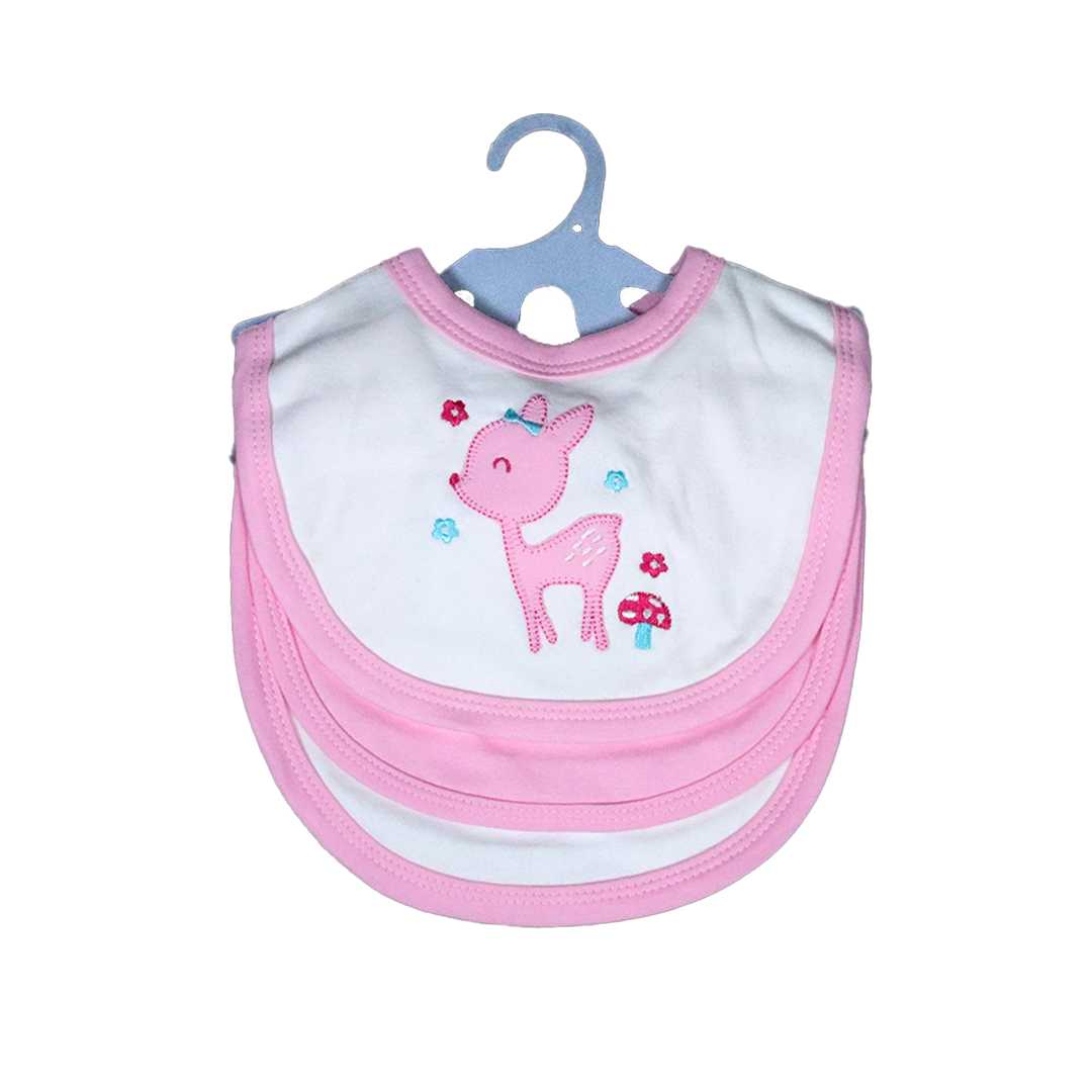 Pack of 3 Baby Bibs Set-Pink Dear