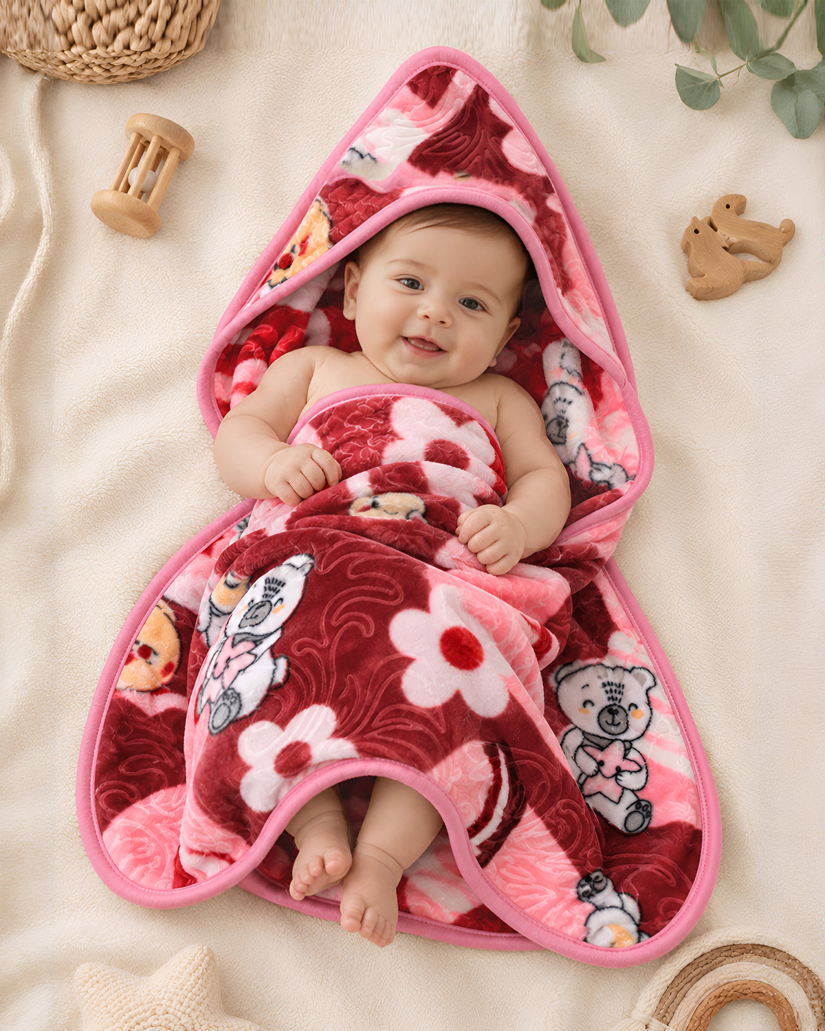 Little Star 1-Ply Hood Baby Blanket - Mellow