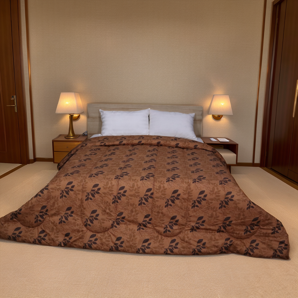 Printed King Bed Comforter - Ochre