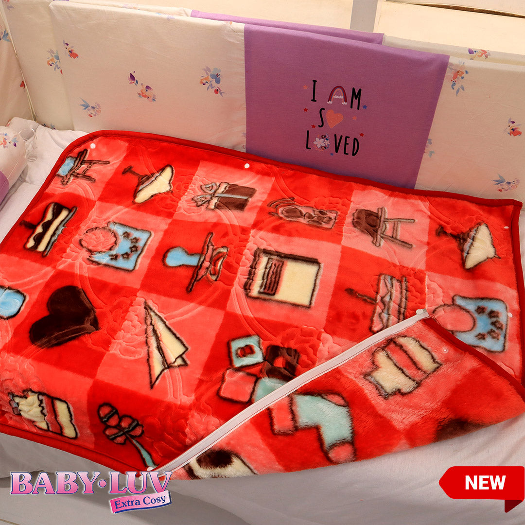 Baby Blanket Baby Luv-Red and Pink