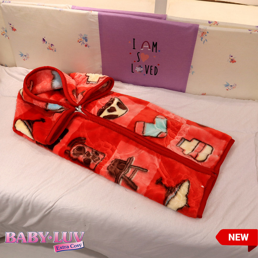 Baby Blanket Baby Luv-Red and Pink