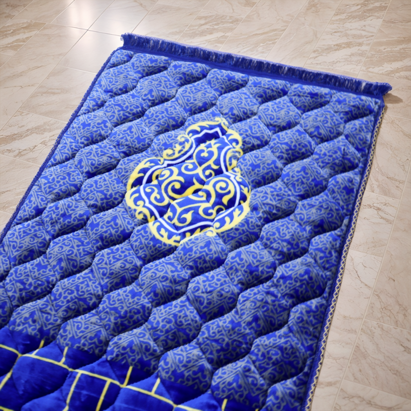 Kiswah Printed Prayer Mat-Navy Blue