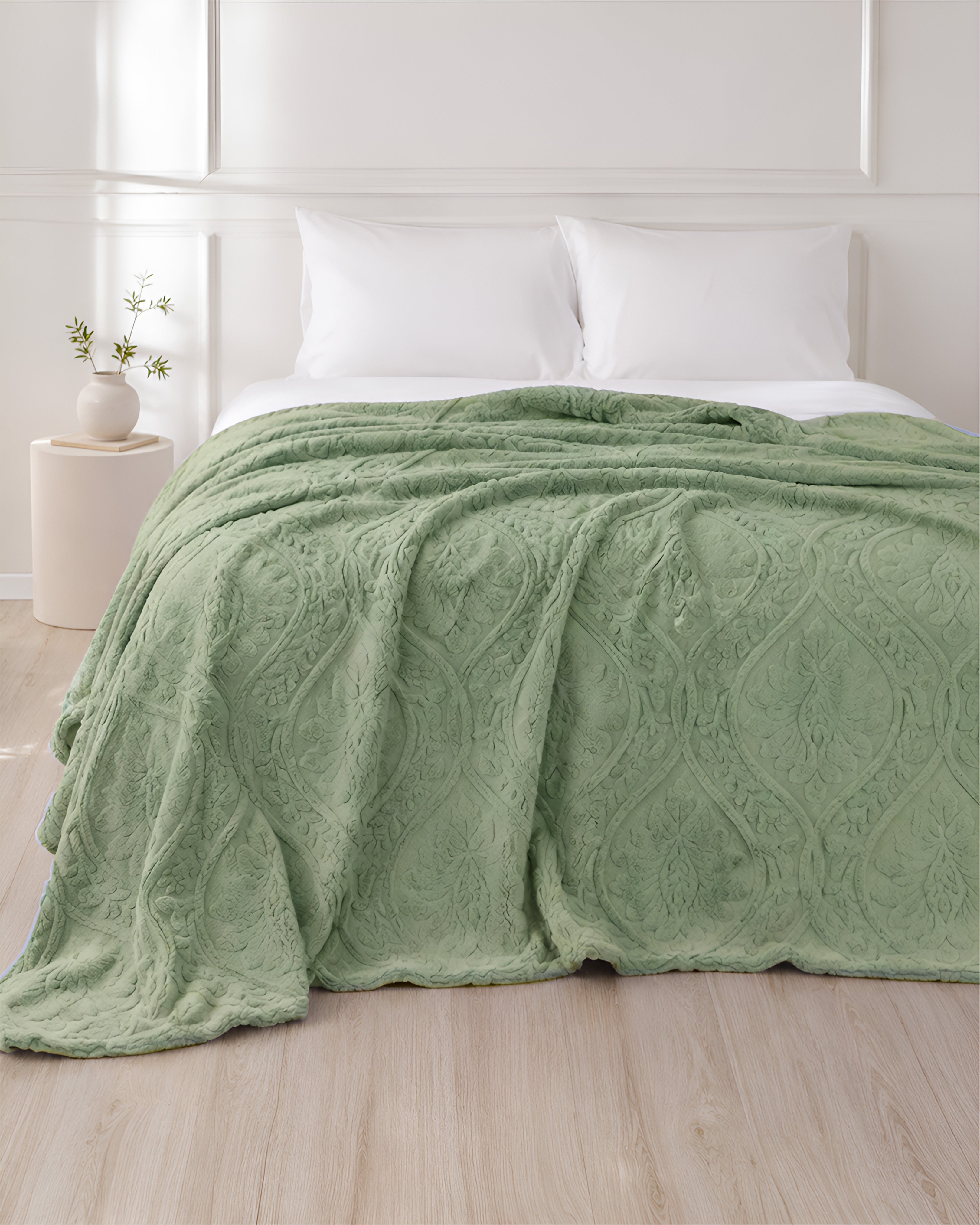 Sherpa Jacquard Throw Blanket - Green