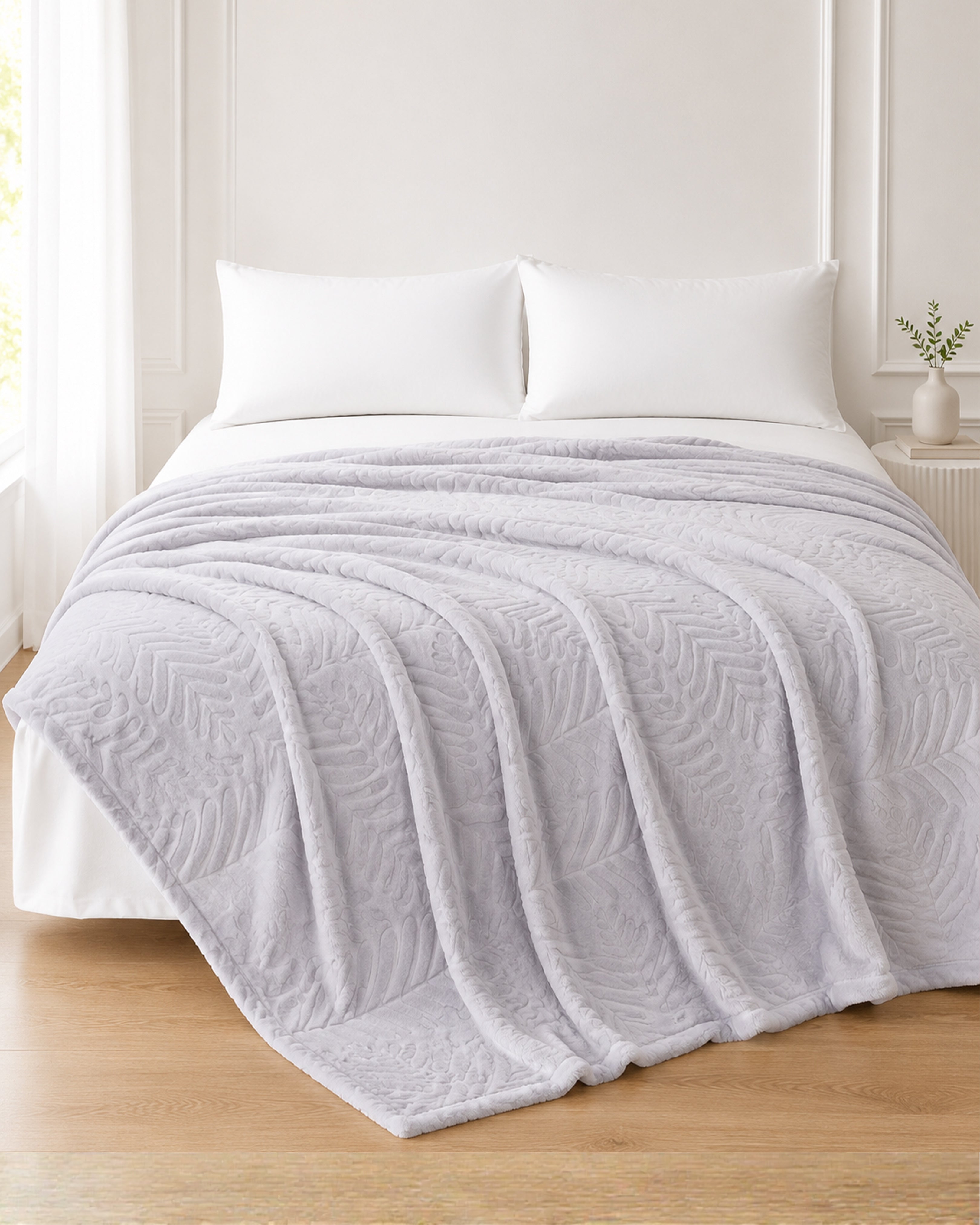 Rabbit Fur Throw Blanket - Silver