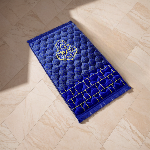 Kiswah Printed Prayer Mat-Navy Blue