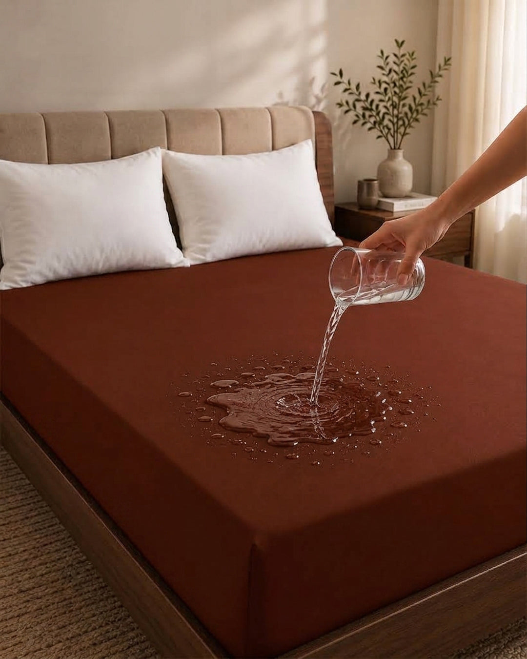 Waterproof Mattress Cover - Brown