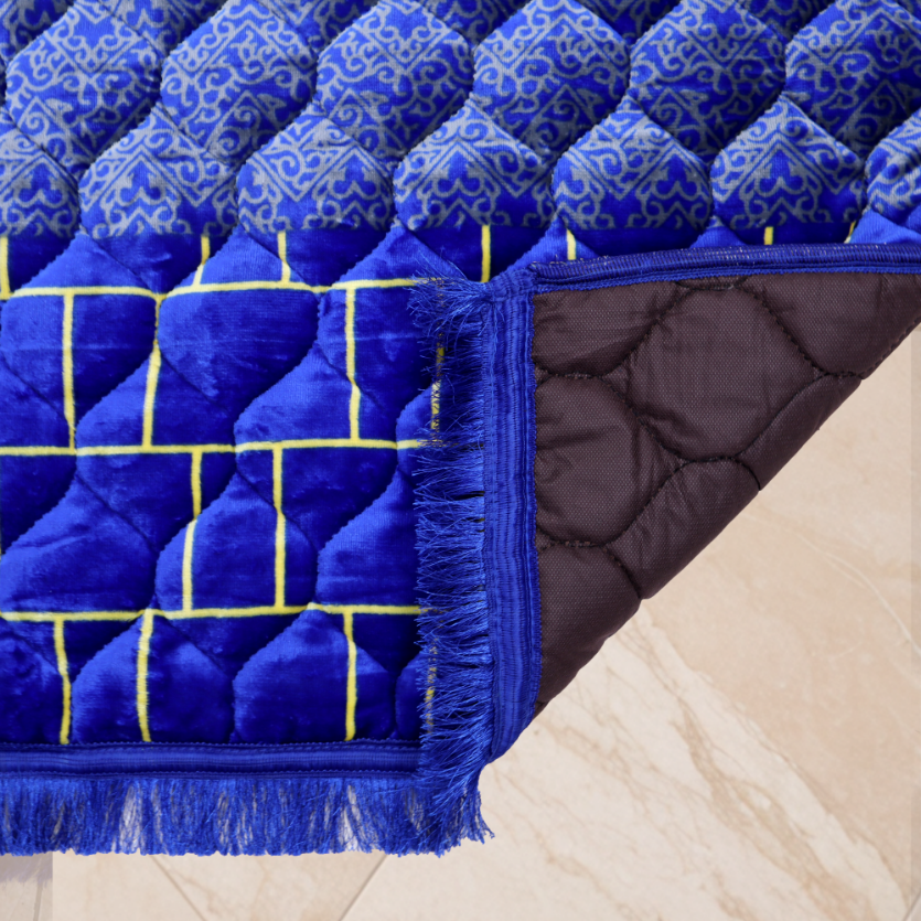 Kiswah Printed Prayer Mat-Navy Blue