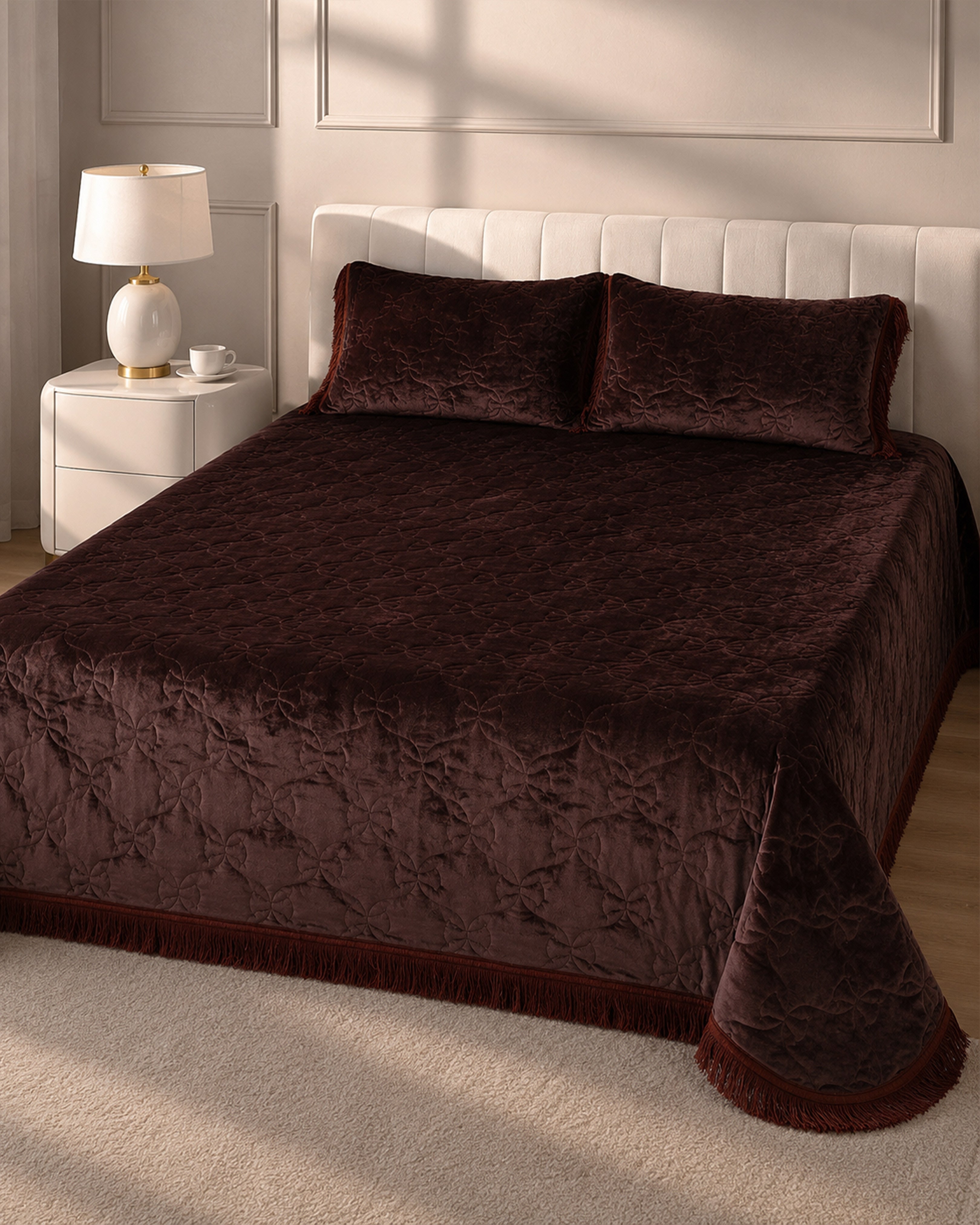 Deluxe Mink 3 Pieces Bed Set- Brown