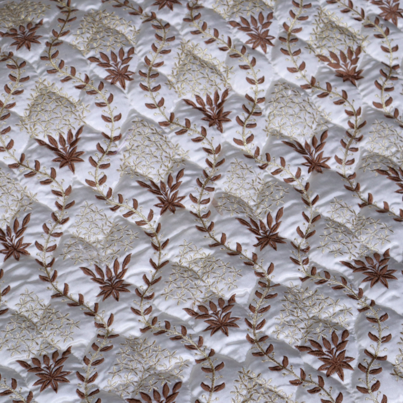 Ruby Silk 9 Pieces Embroidered Bed Set - Vanilla Bliss