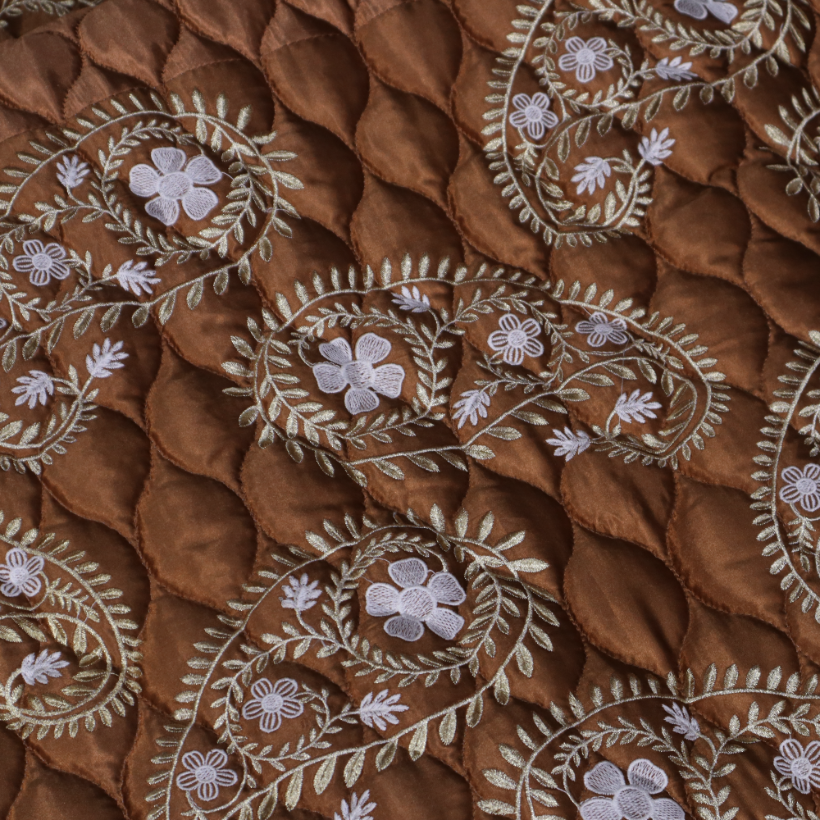 Ruby Silk 9 Pieces Embroidered Bed Set - Copper Bliss