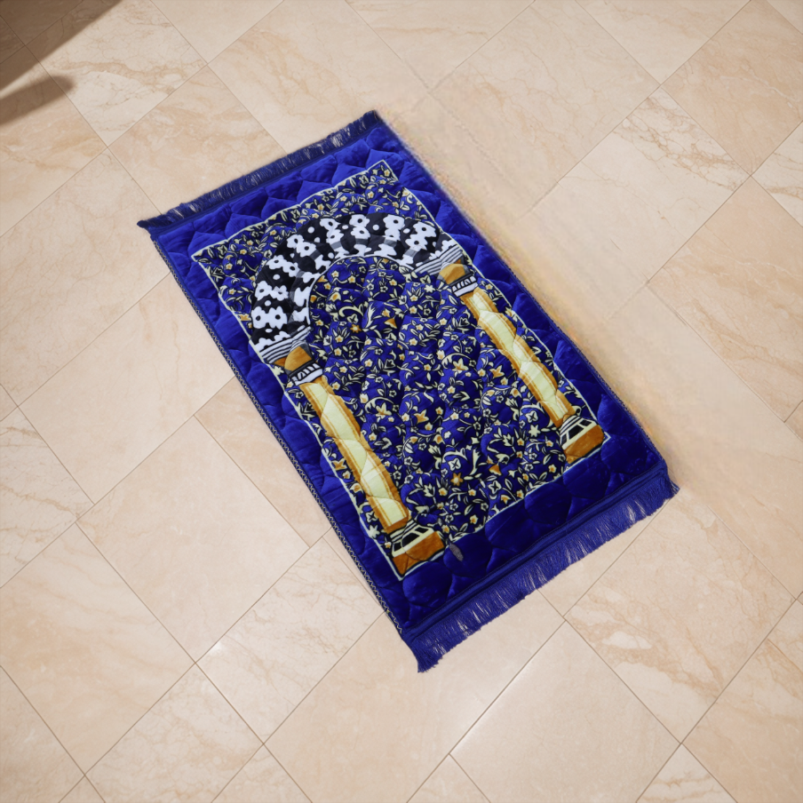 Kiswah Printed Prayer Mat-Deep Blue