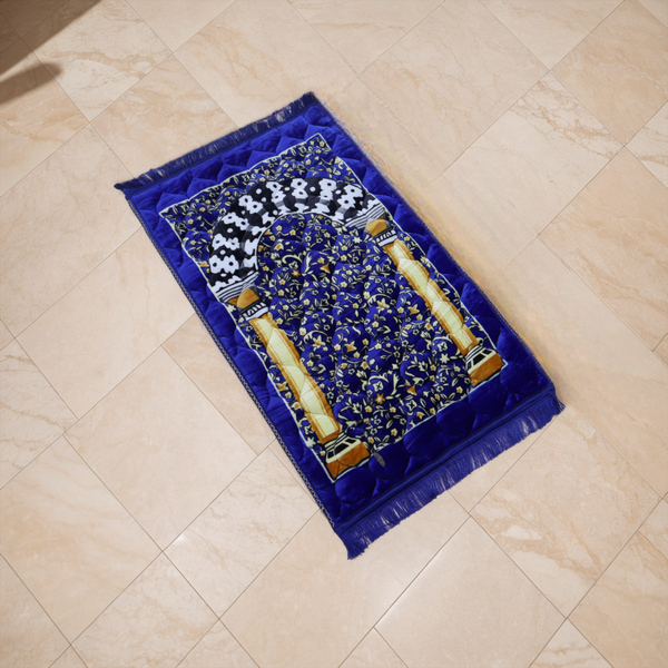Kiswah Printed Prayer Mat-Deep Blue