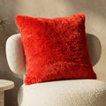 Shaggy Mink Cushion - Red