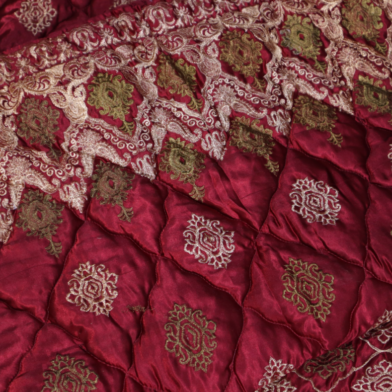Ruby Silk 9 Pieces Embroidered Bed Set - Rose Bliss