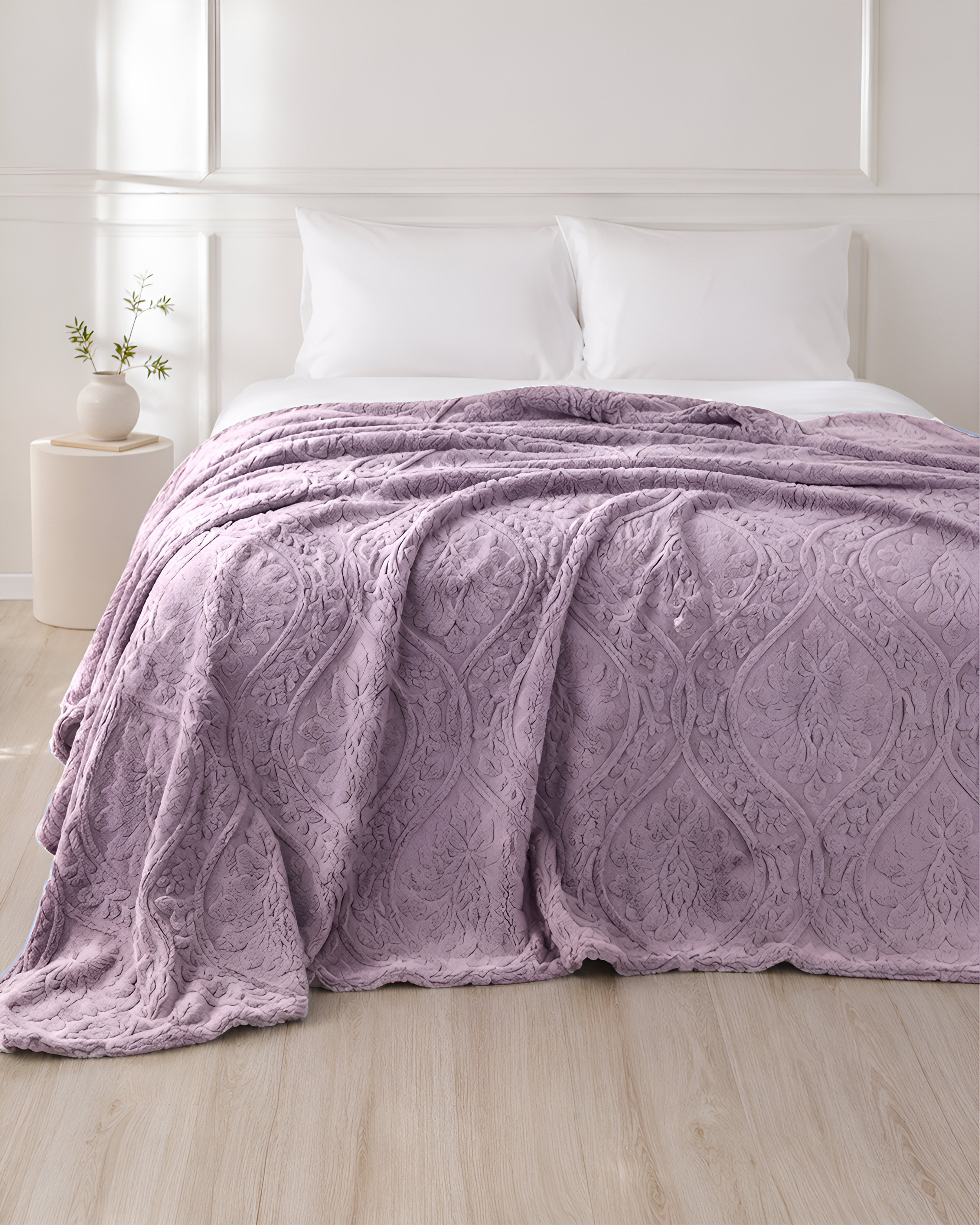 Sherpa Jacquard Throw Blanket - Lilac