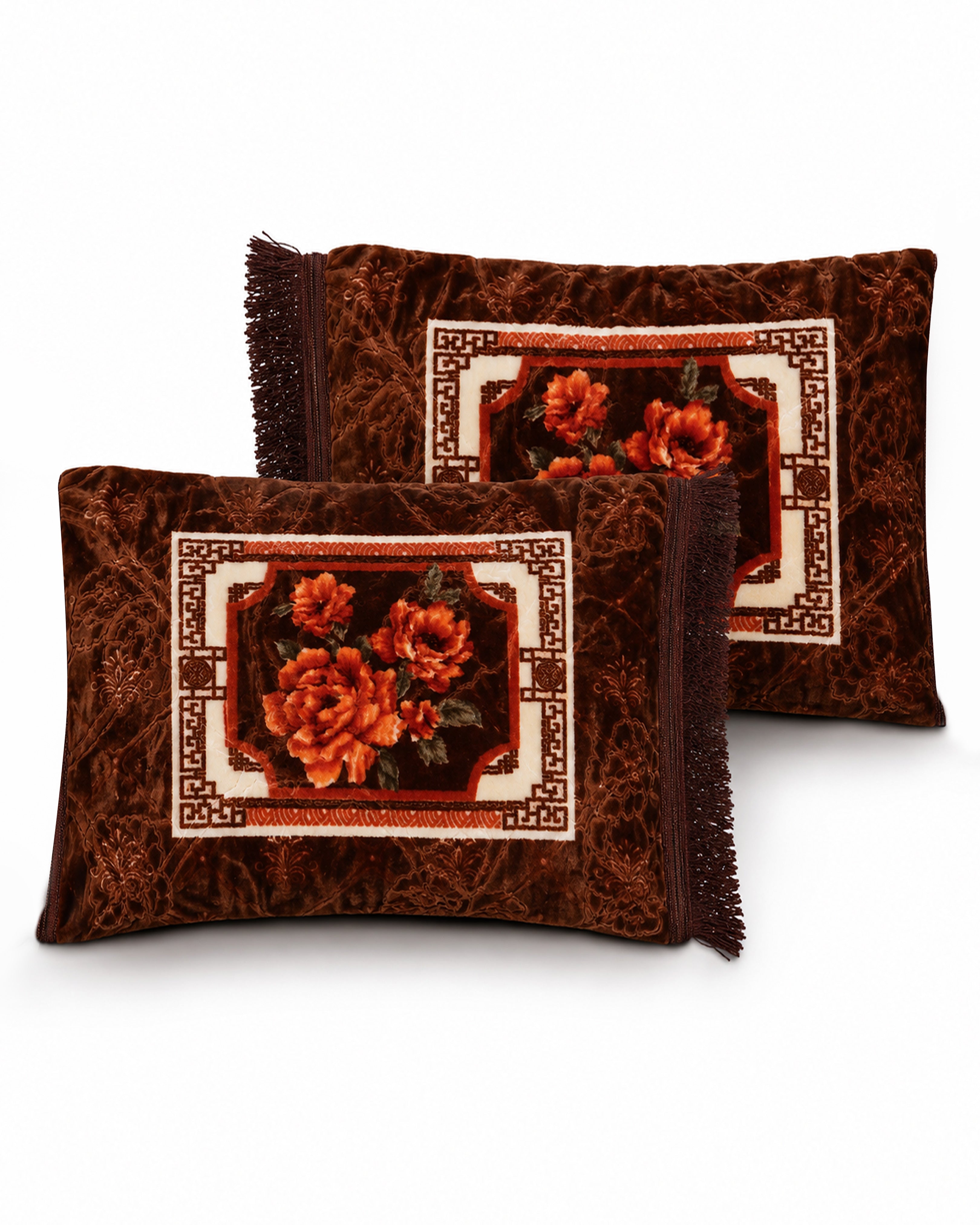 Printed Pillow Covers Pair - Terracotta