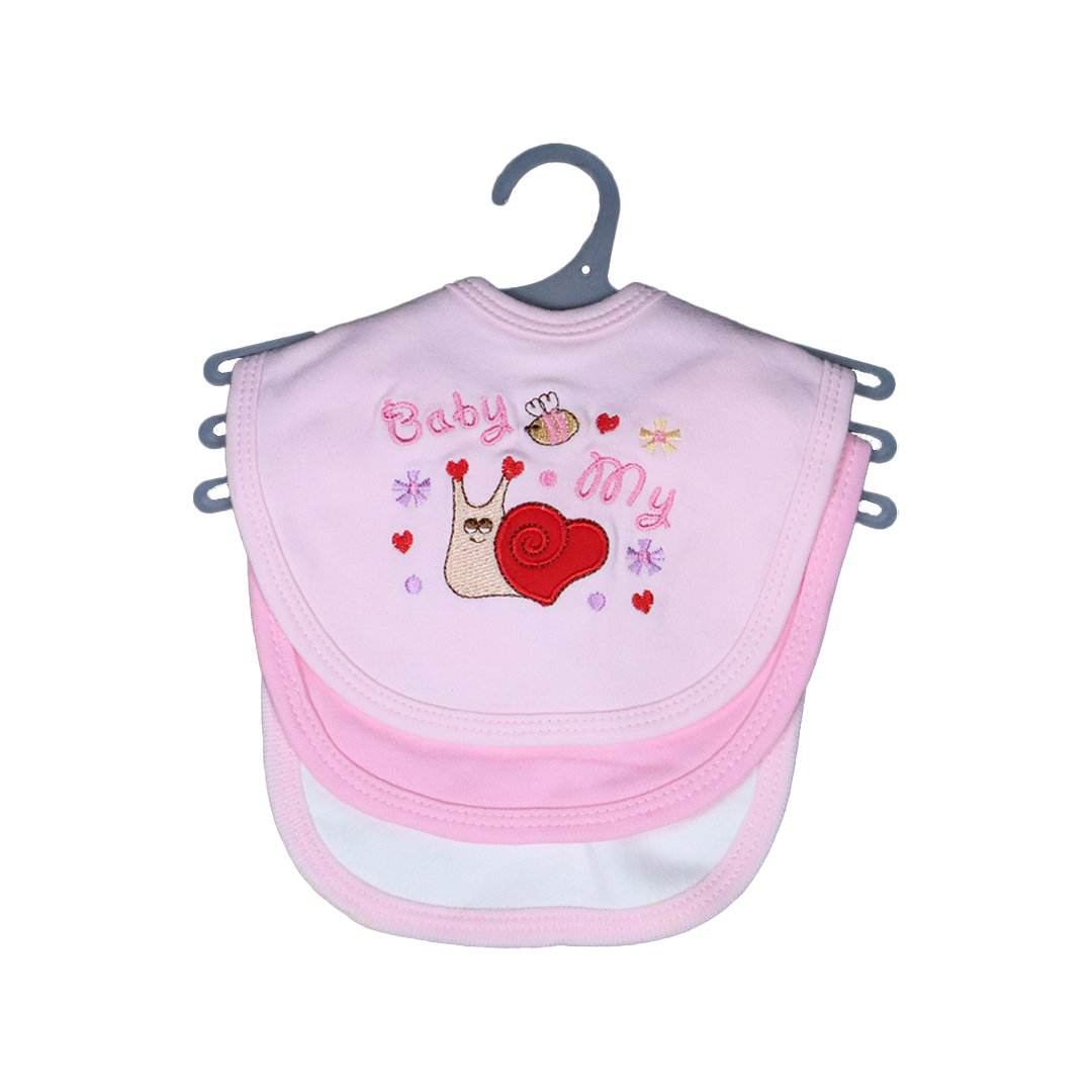 Pack of 3 Baby Bibs Set-Pink Snaily