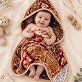 Precious 1-Ply Hood Baby Blanket - Bear Brown