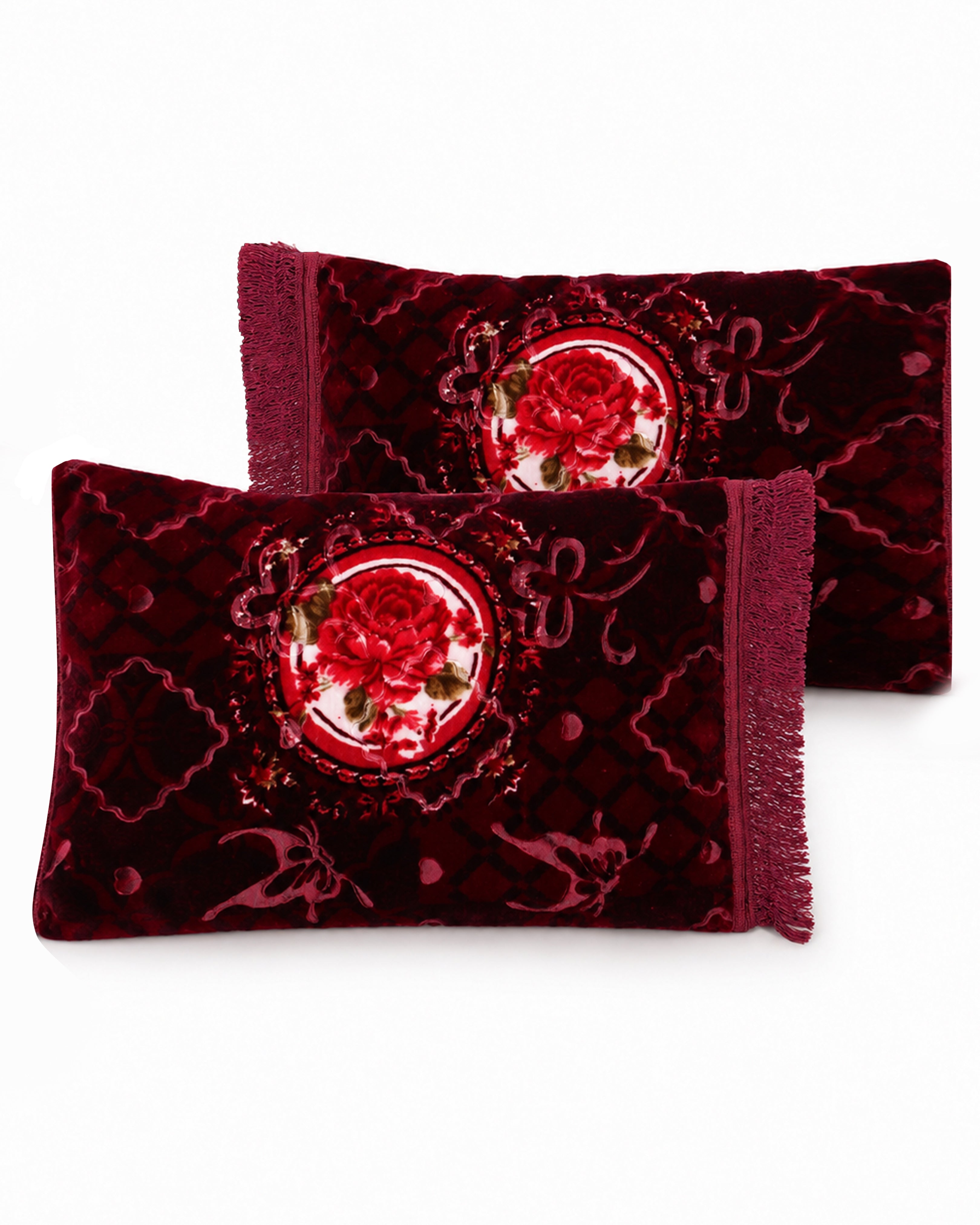 Printed Pillow Covers Pair - Berry