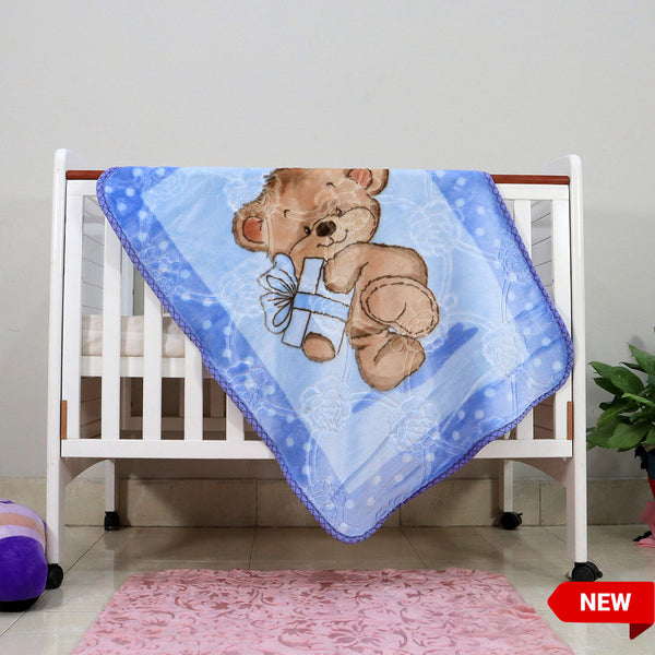 Kitten Cot Cloudy Baby Blanket Bluebell