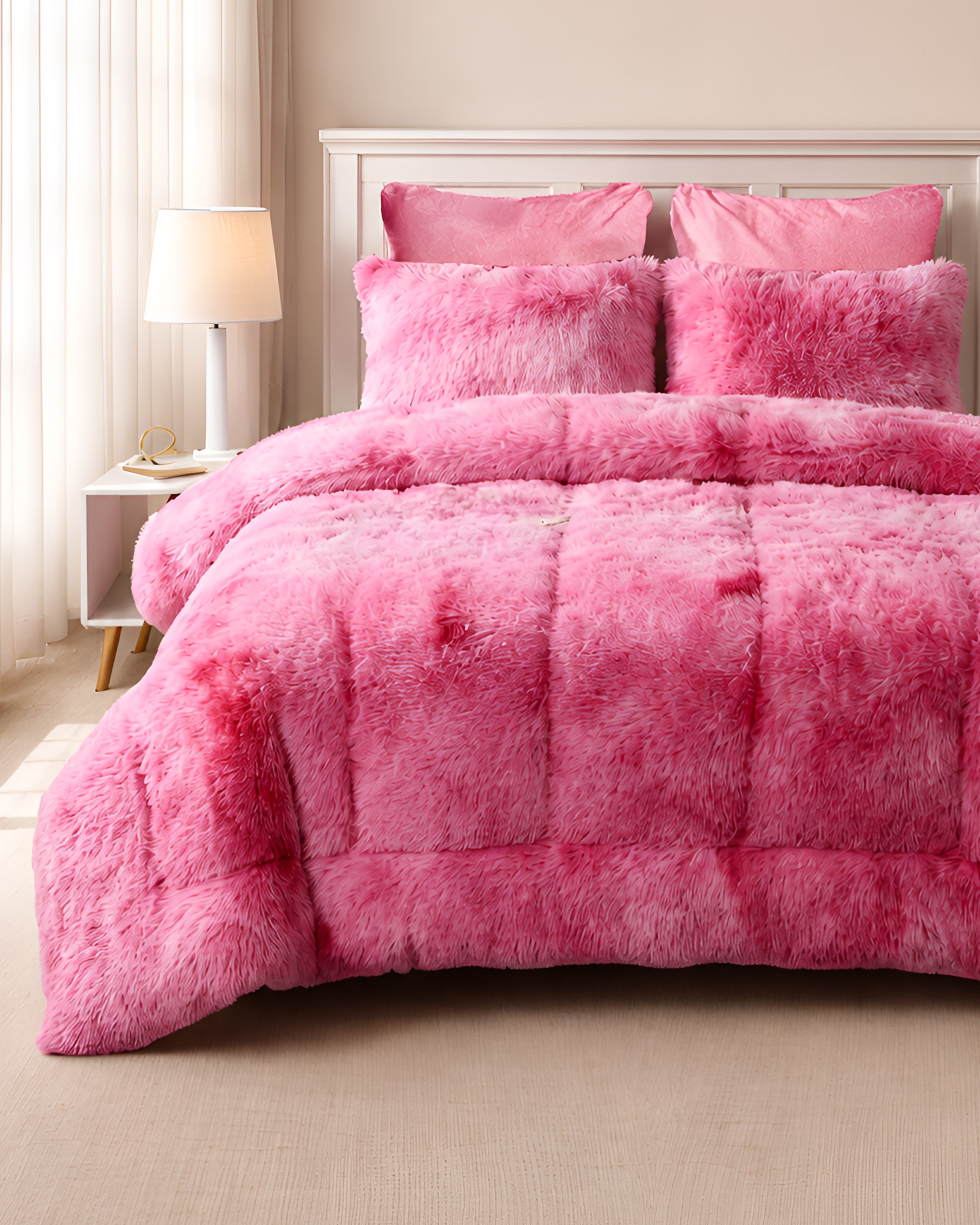 House of Velour 6-Piece Bed in a Bag-Pink