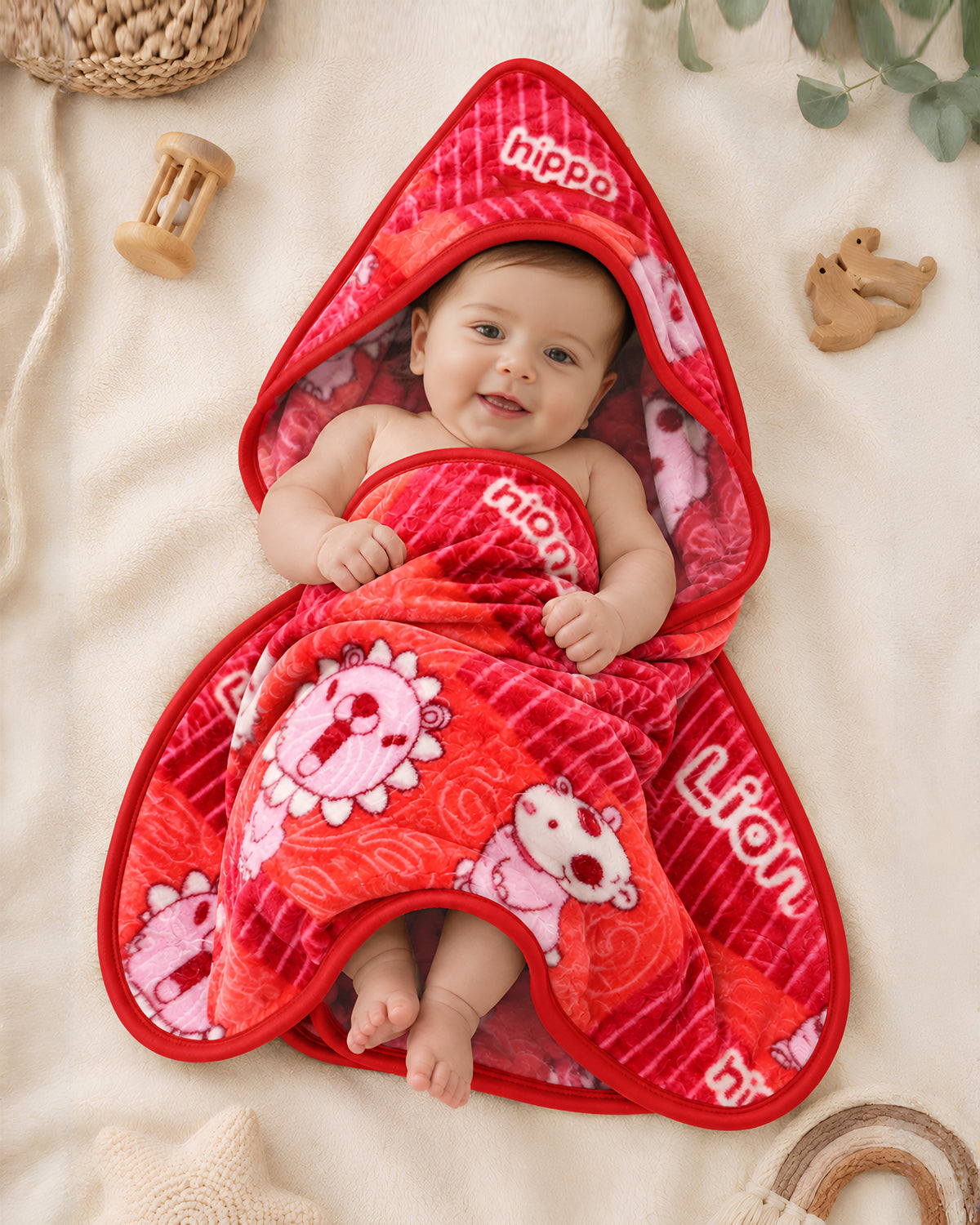 Little Star 1-Ply Hood Baby Blanket - Blossom