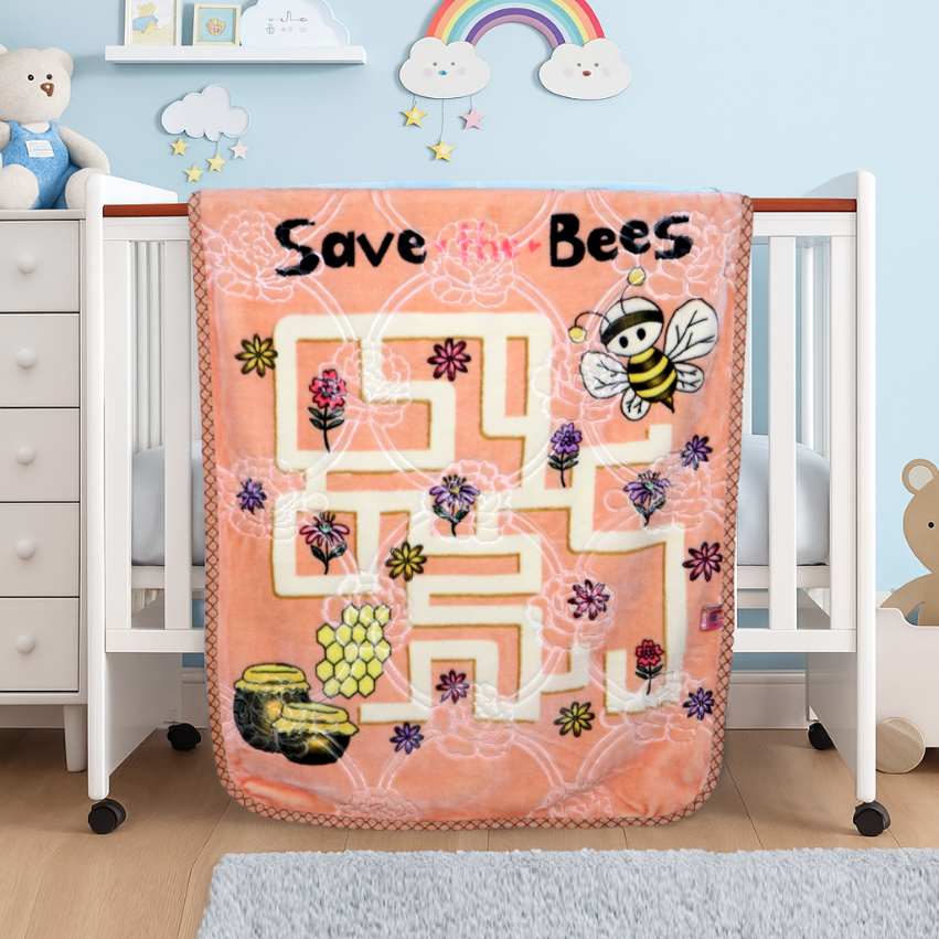 Tiny Tots Cot Baby Blanket- Peachy Bee