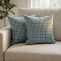Printed Filled Cushions (Pair) - Leaf Grid