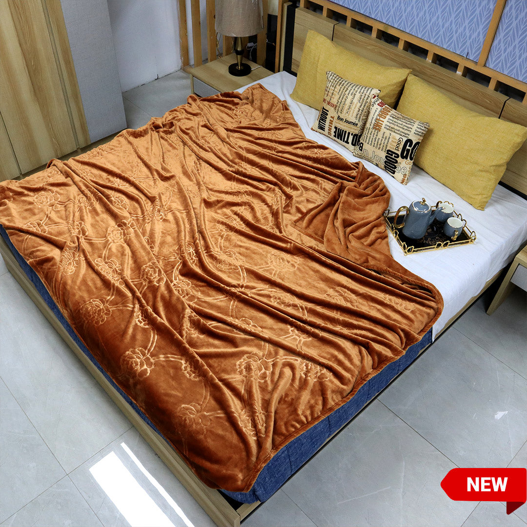 Mansion AC Blanket Flannel Double Bed-Golden