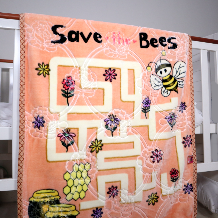 Tiny Tots Cot Baby Blanket- Peachy Bee