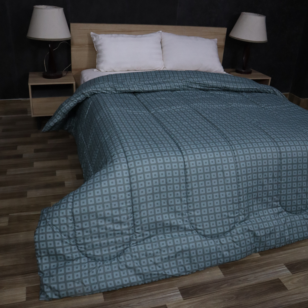Printed King Bed Comforter - Leaf Grid