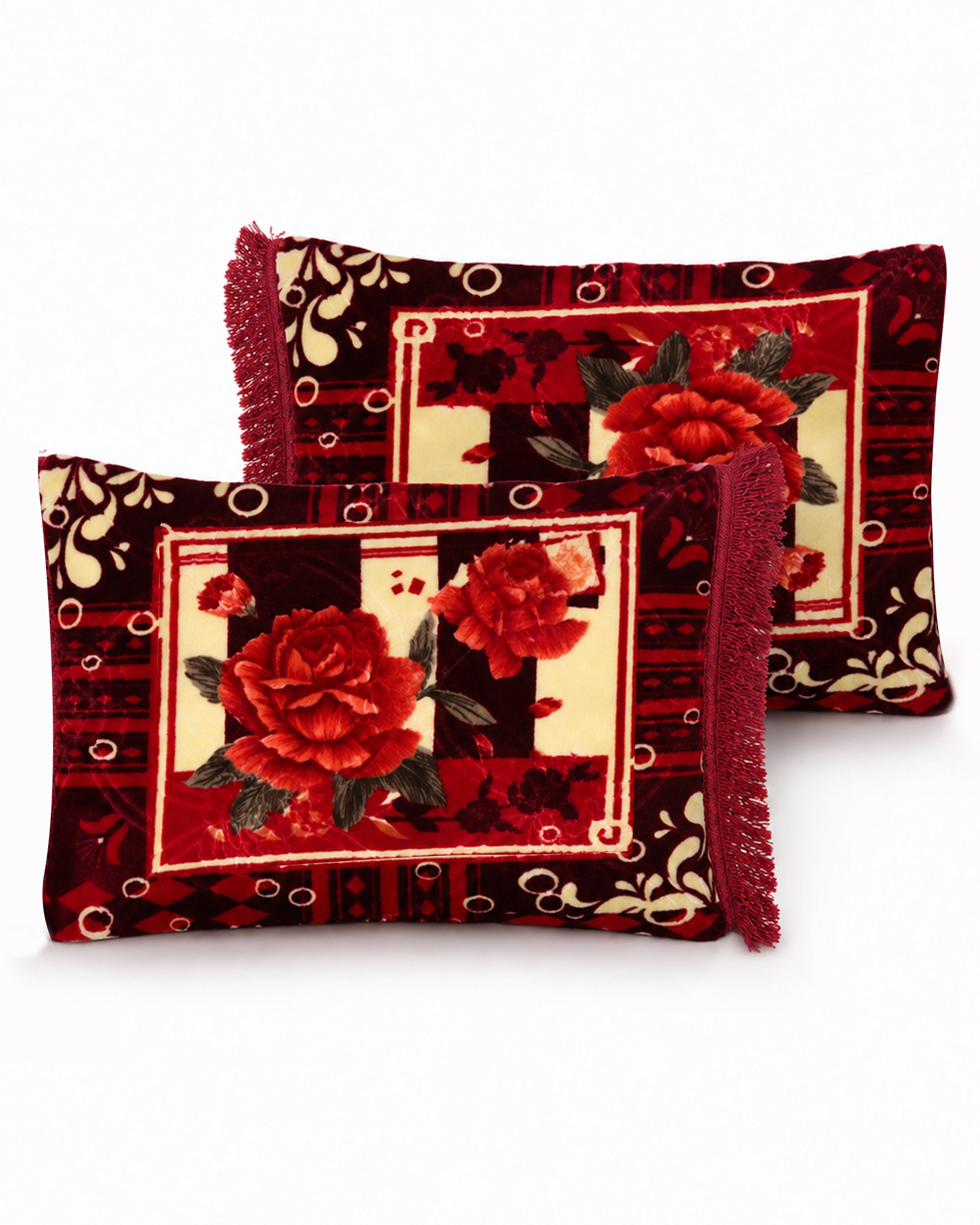 Printed Pillow Covers Pair - Rouge
