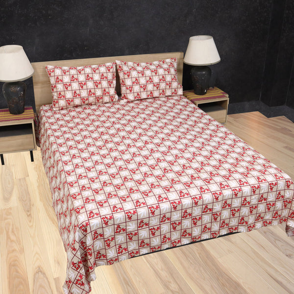 Bed Sheet Fantasy King Bed-Red Squares