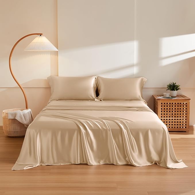 Silk Satin Bed Sheet Golden