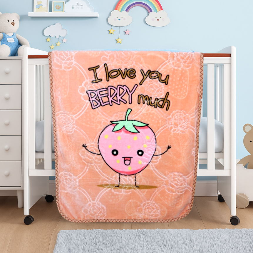 Tiny Tots Cot Baby Blanket- Berrypeach