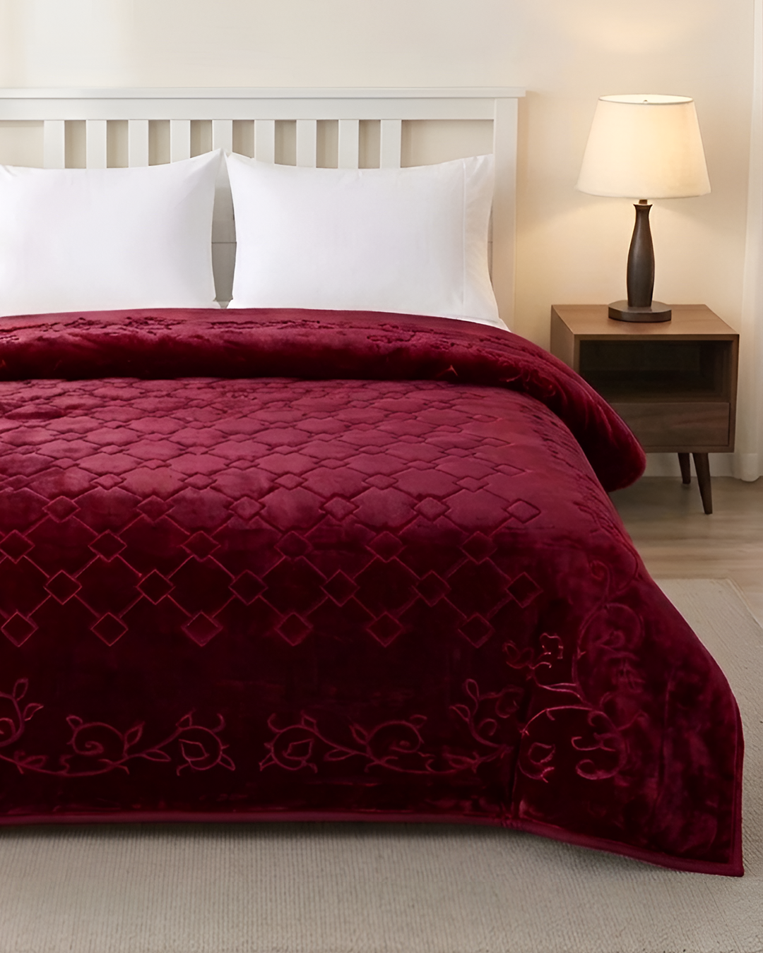 Moonlight Cloudy 4KG 2-Ply Double Bed Blanket- Merlot