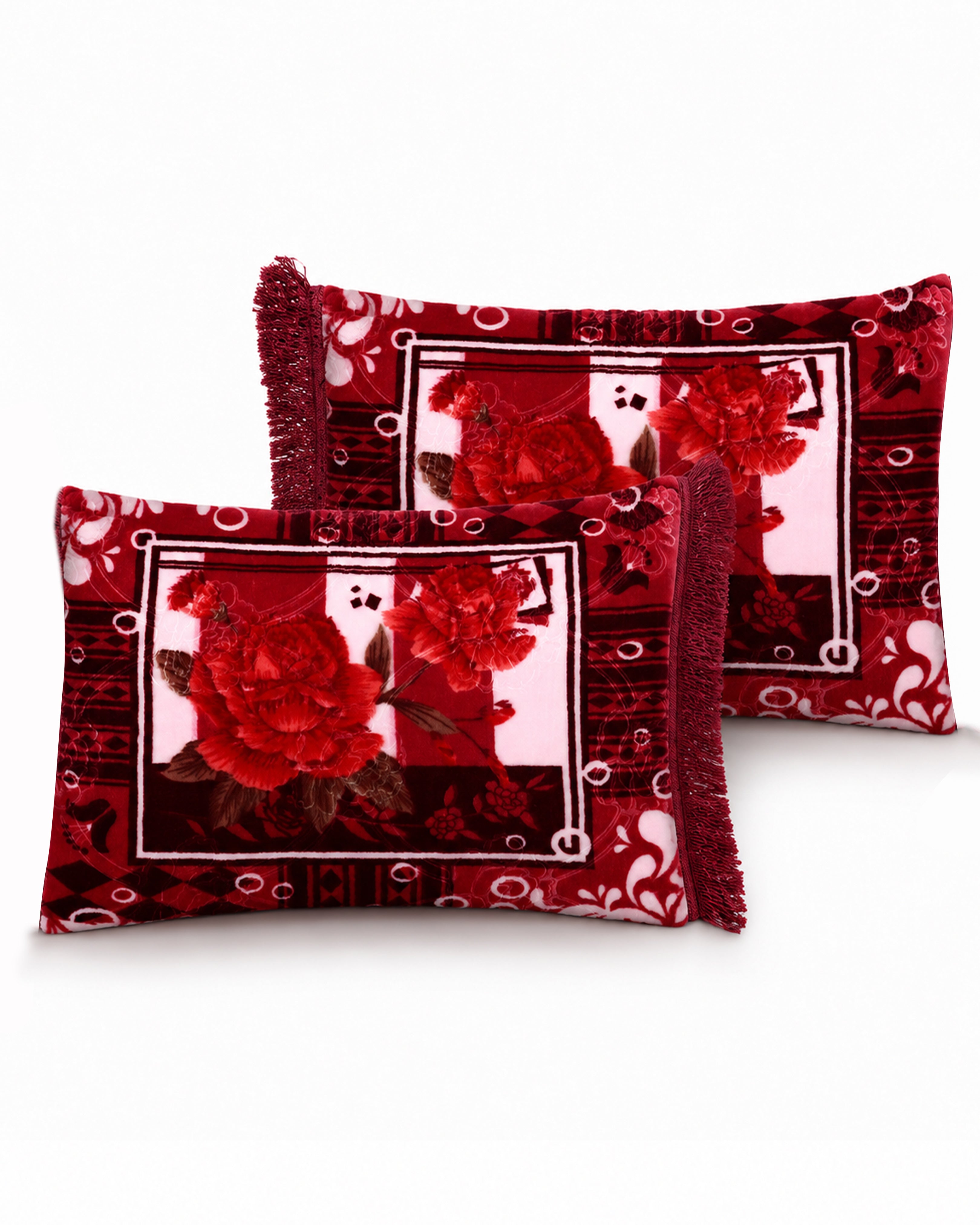 Printed Pillow Covers Pair - Claret